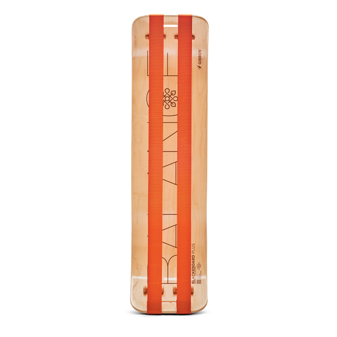 Balance SlackBoard Plus with orange straps on a white background